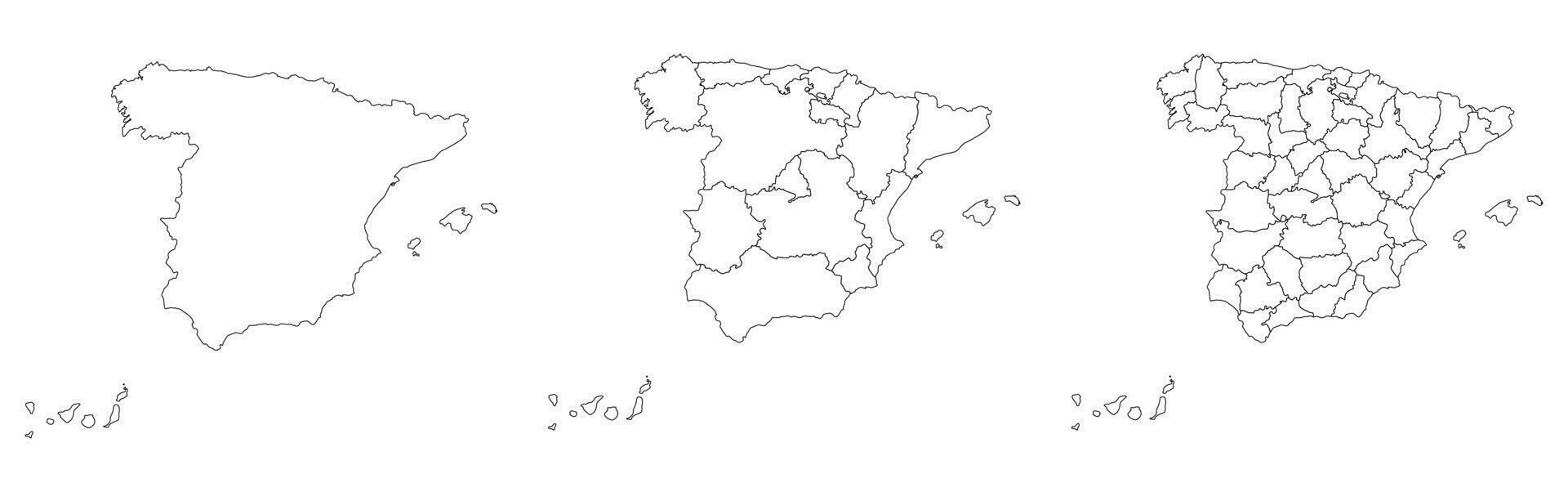 Espagne carte ensemble sur blanc Couleur vecteur
