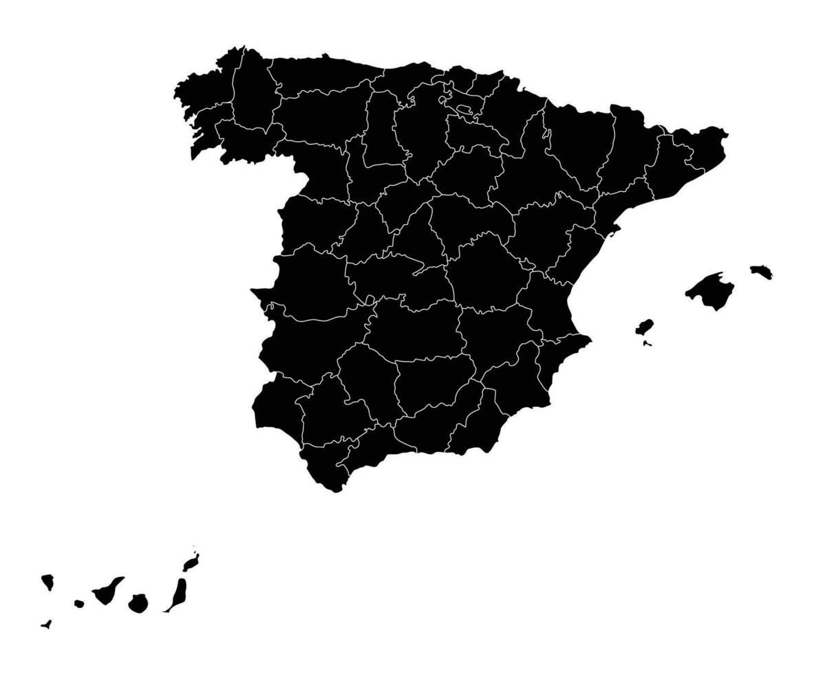 Espagne carte sur noir administration carte vecteur