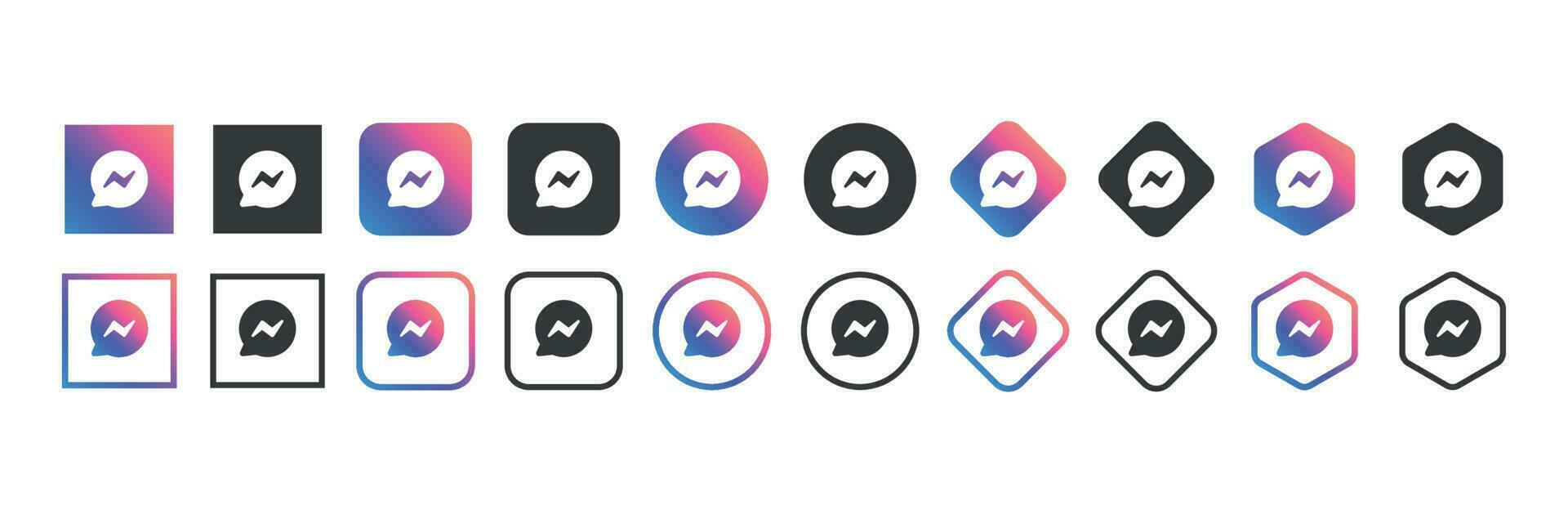 Messager logo icône dans divers formes, social médias icône vecteur