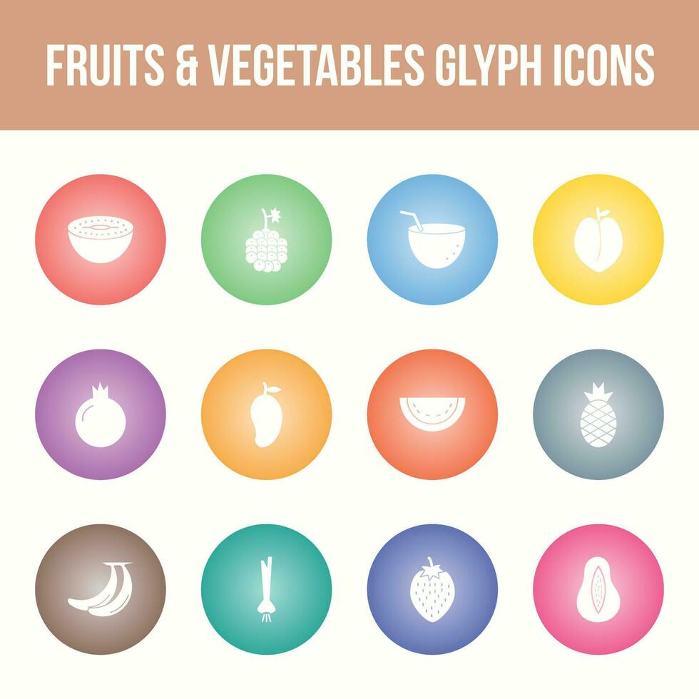 unique des fruits et des légumes vecteur glyphe icône ensemble