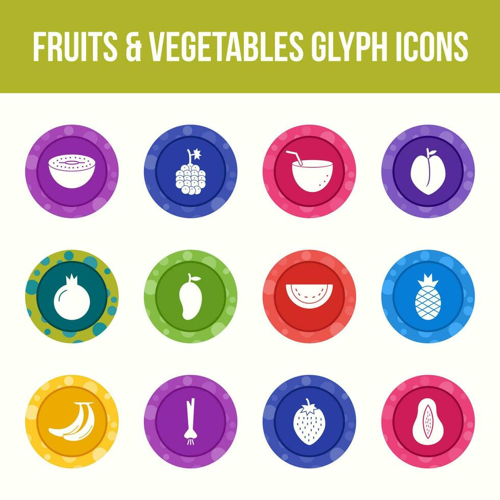 unique des fruits et des légumes vecteur glyphe icône ensemble