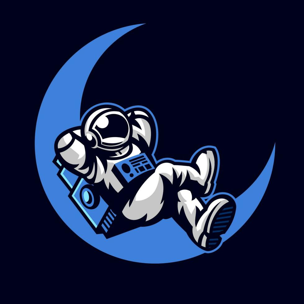 astronaute dessin animé Chillin sur le lune vecteur