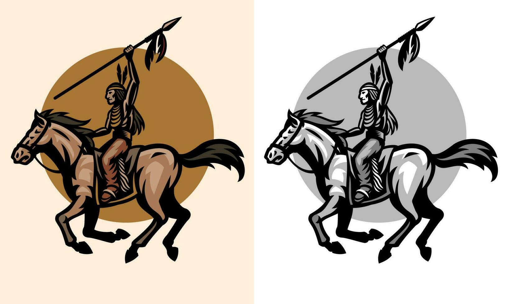 américain Indien tribu guerrier équitation le cheval vecteur