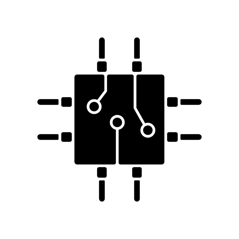 icône de glyphe noir de conception de carte de circuit imprimé vecteur