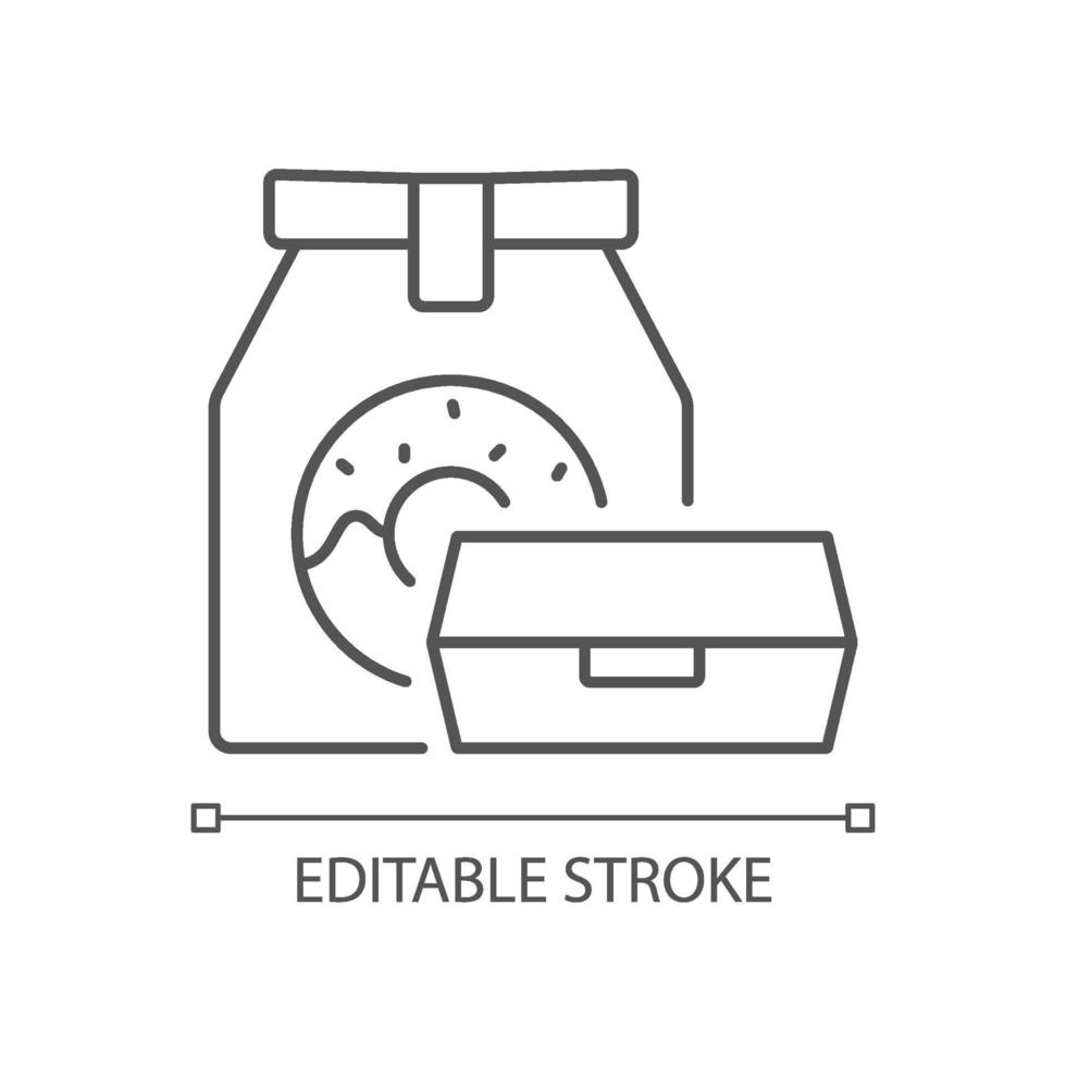 icône linéaire de nourriture à emporter vecteur