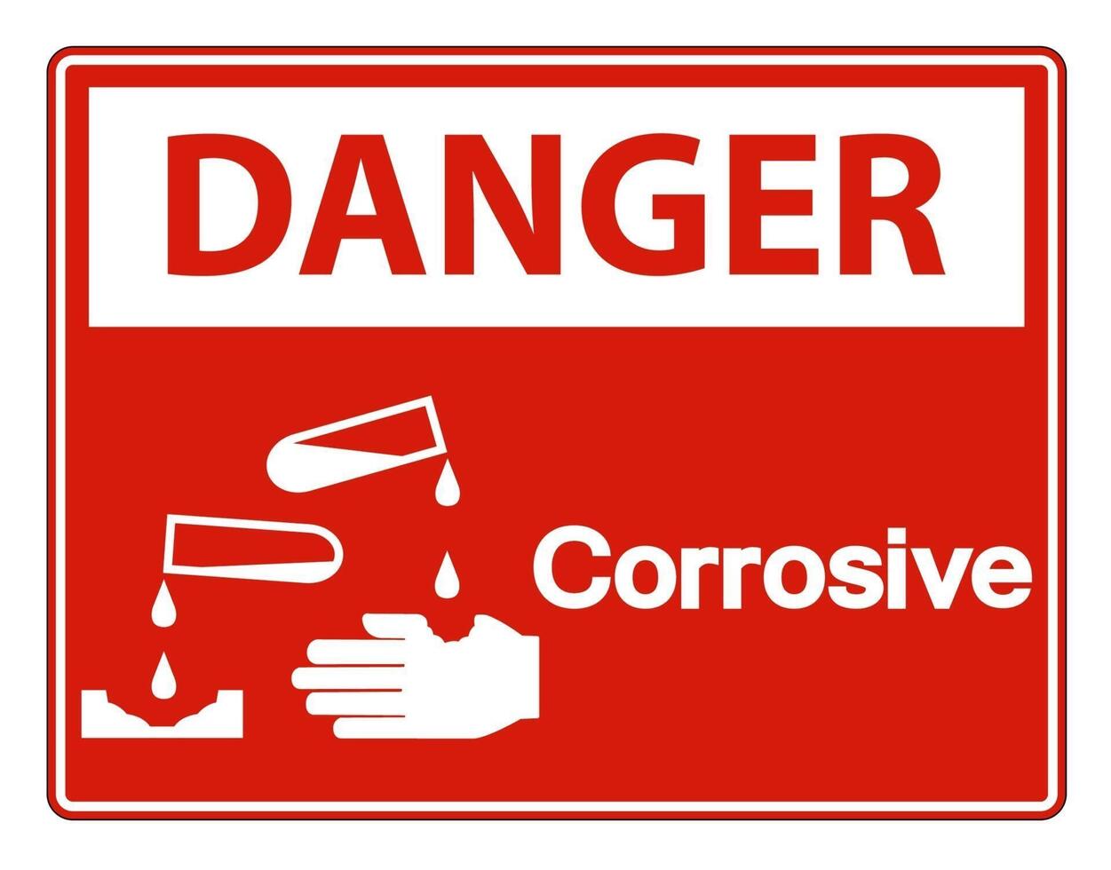 Symbole de danger corrosif signe sur fond blanc vecteur