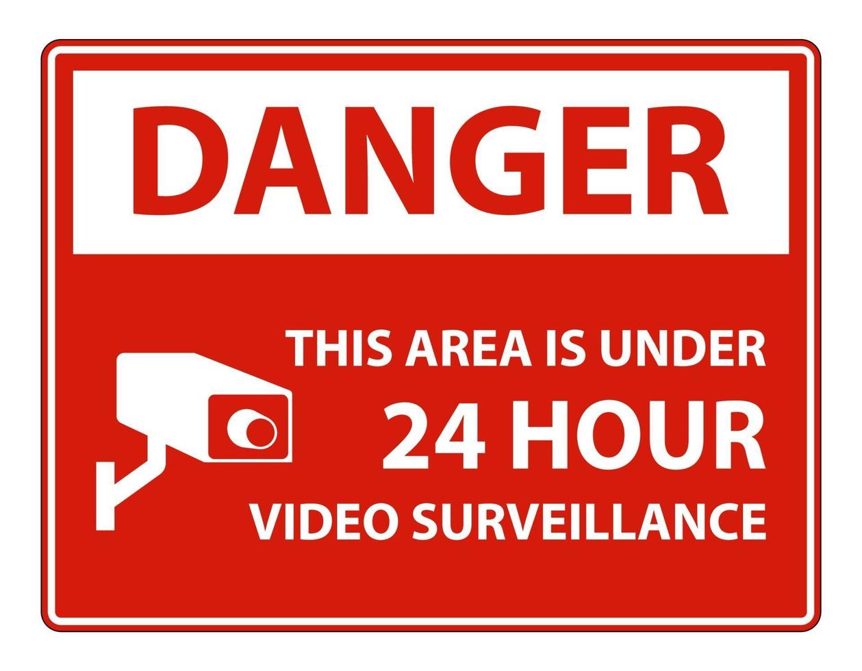 danger cette zone est sous le signe de symbole de surveillance vidéo 24 heures vecteur