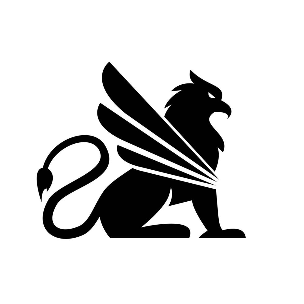 conception de vecteur de mascotte emblème créature mythique griffon minimal noir premium