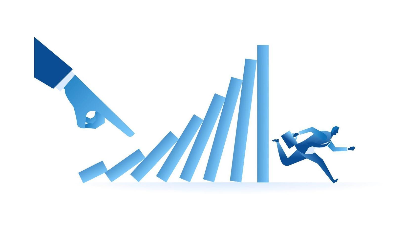 homme d & # 39; affaires exécuter de la conception d & # 39; illustration de métaphore d & # 39; effet domino vecteur