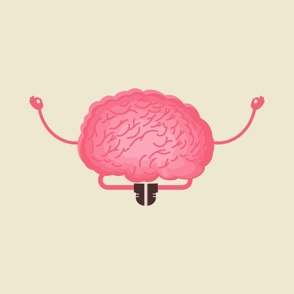 plat illustration de une Humain cerveau Faire méditation, mental santé concept. vecteur