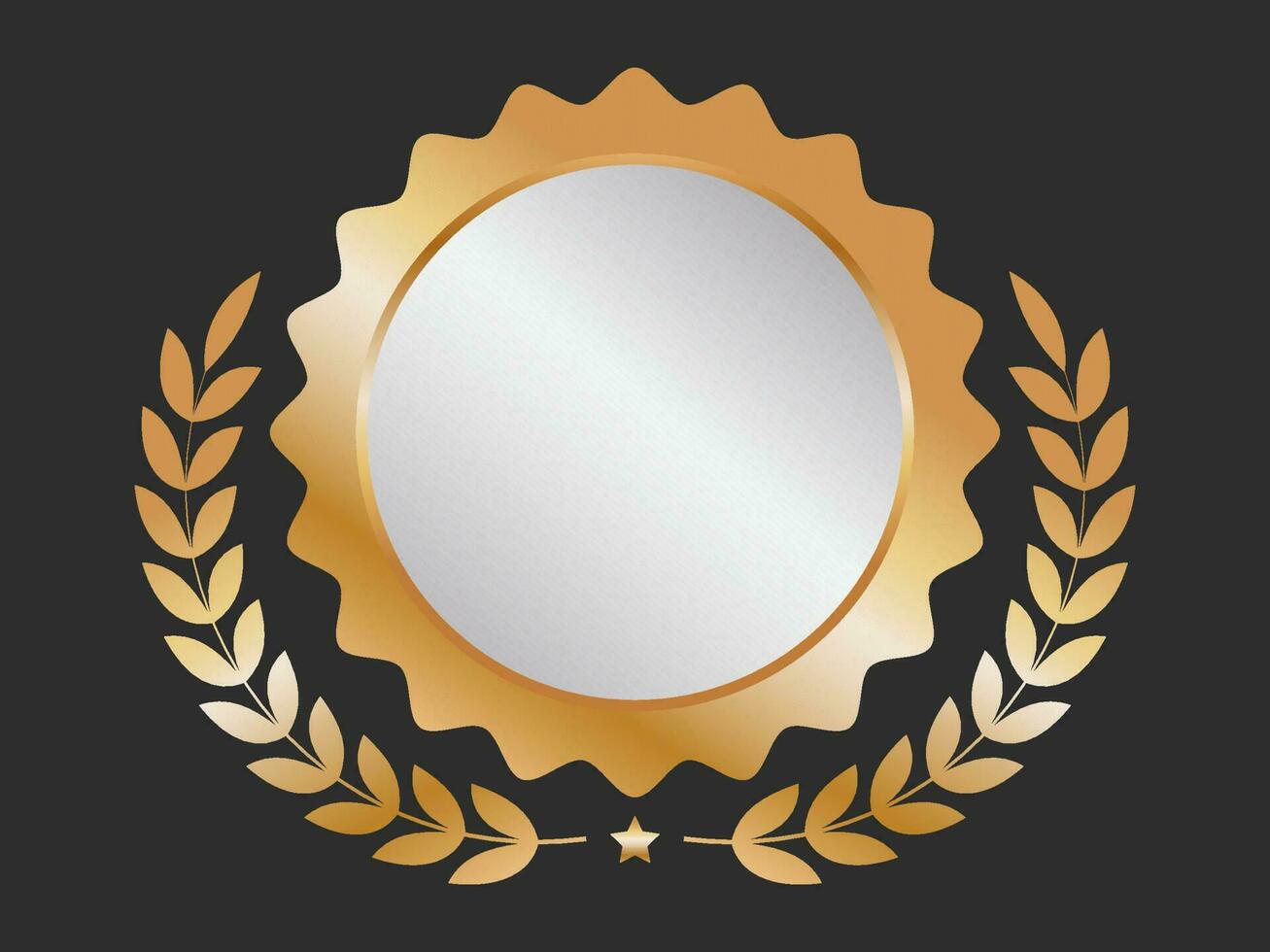 vide badge ou étiquette avec d'or laurier couronne sur noir Contexte. vecteur