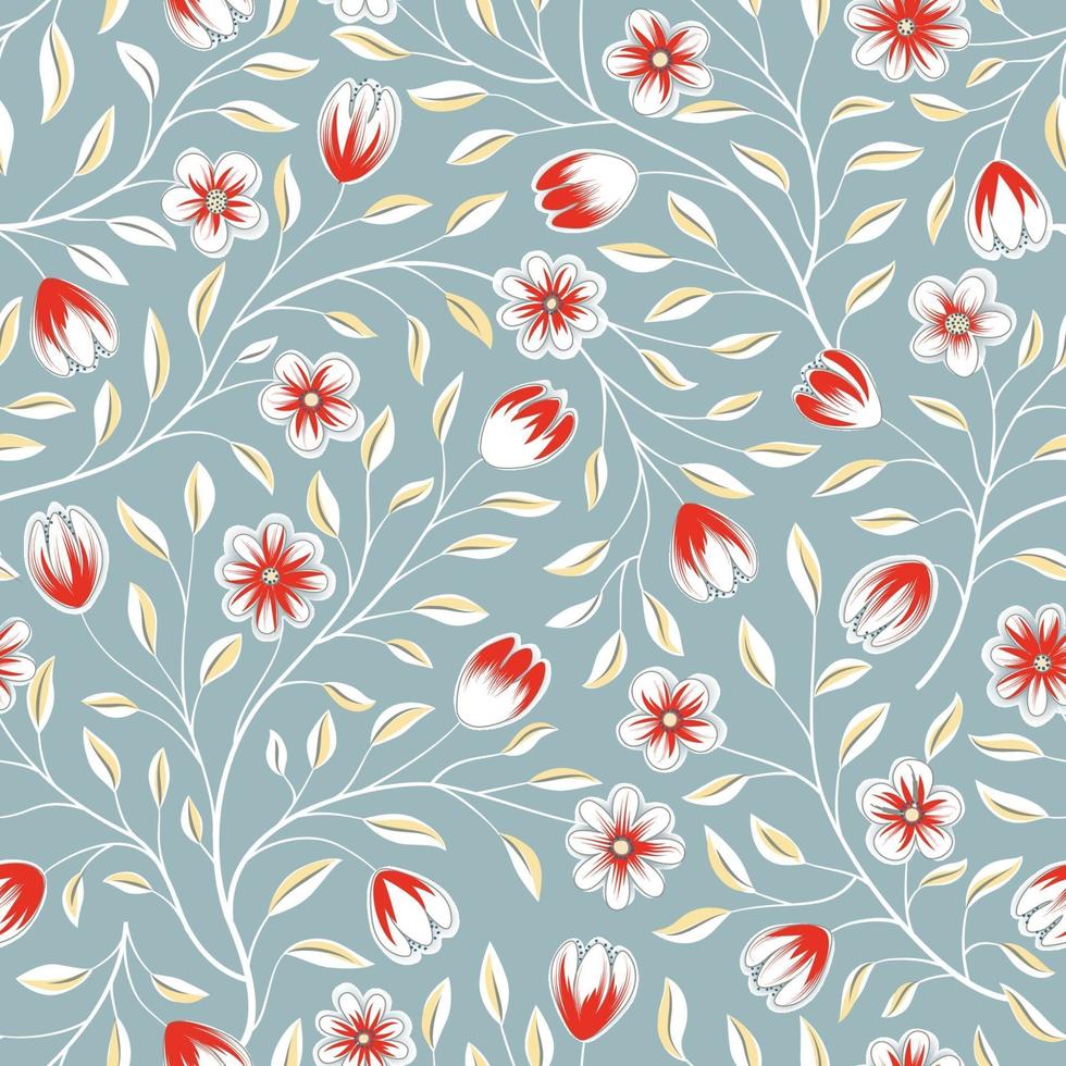 motif floral sans soudure. fond de fleur. texture transparente florale avec des fleurs. fleurir papier peint printemps blanc carrelé vecteur