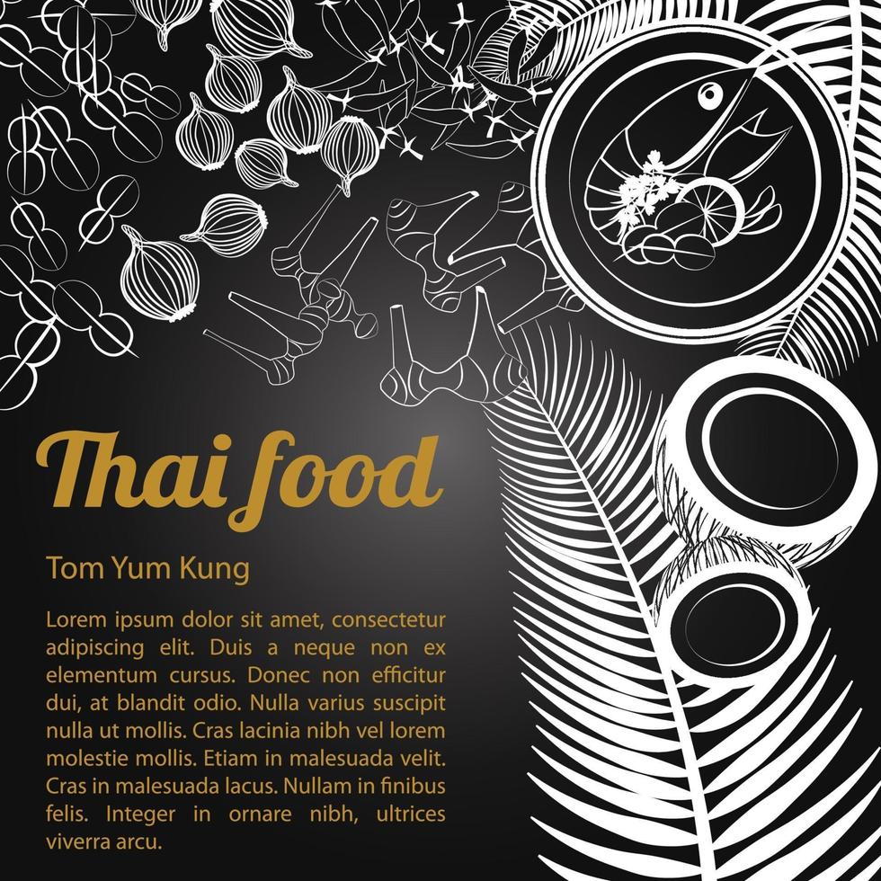 menu de cuisine thaïlandaise isolé tom yam kung vecteur