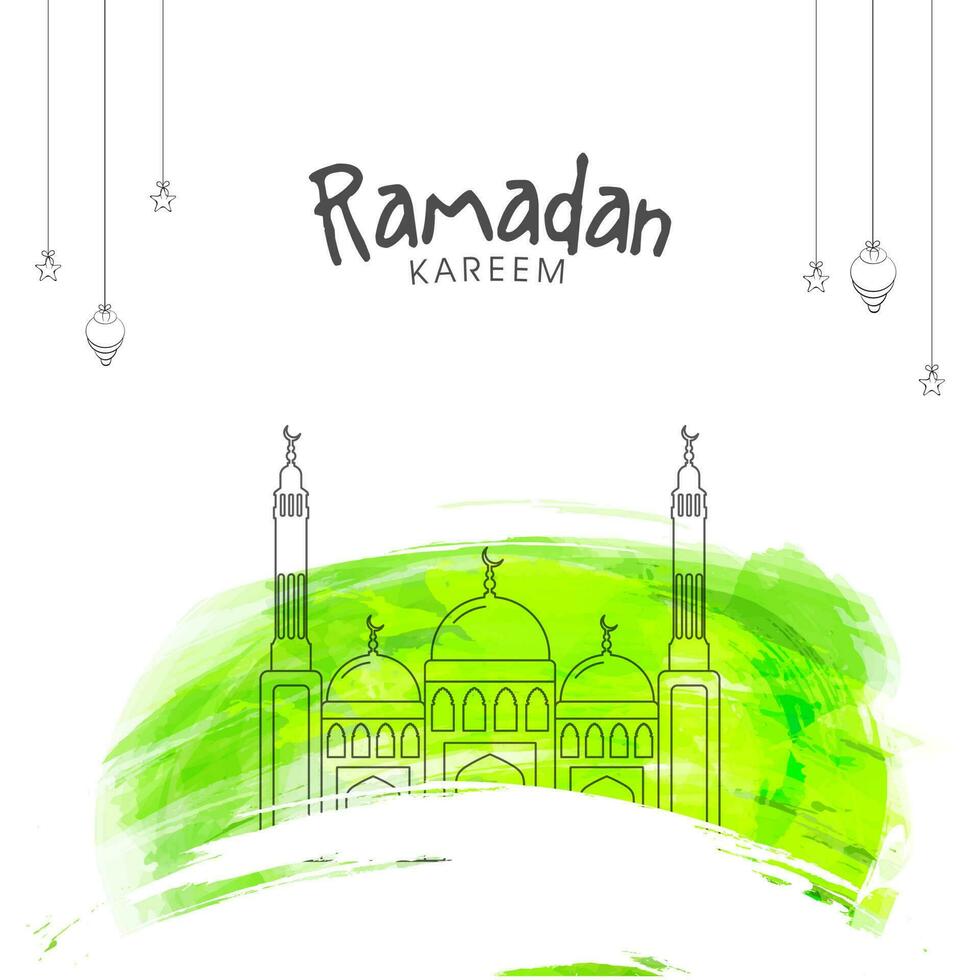 ligne art mosquée pour Ramadan Karim. vecteur