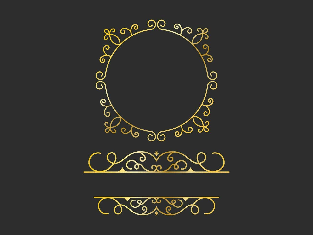 d'or motif ou fleurir emblème avec copie espace sur noir Contexte. vecteur
