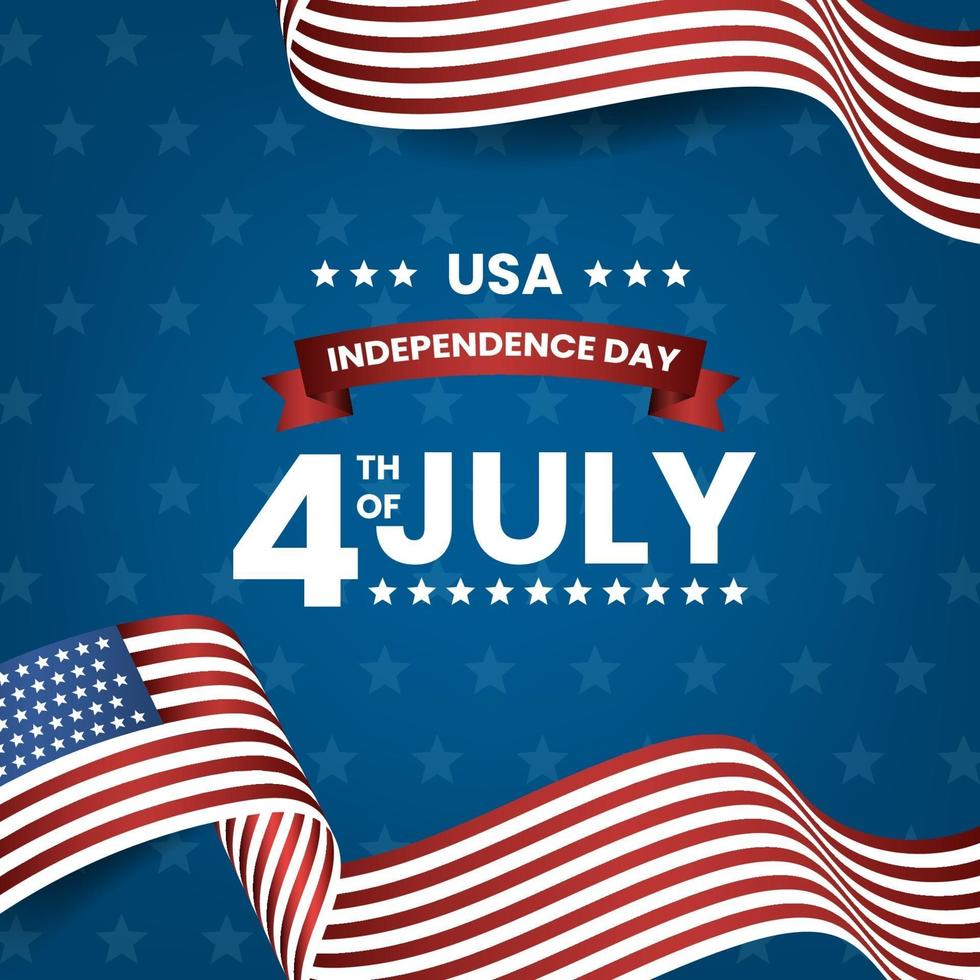 4 juillet drapeau américain de la fête de l'indépendance des États-Unis vecteur