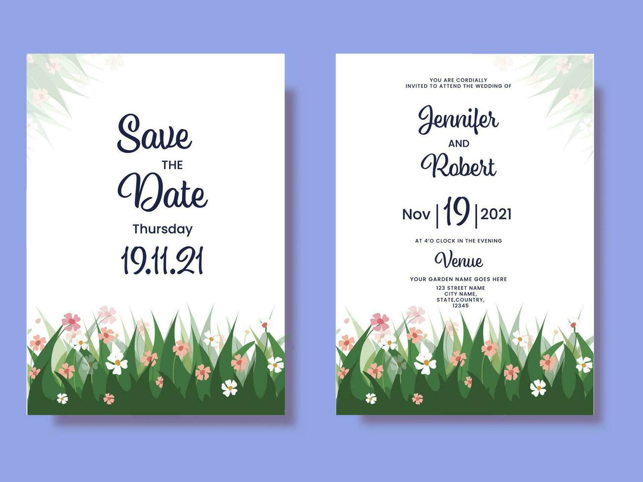 mariage invitation cartes décoré avec floral dans blanc couleur. vecteur