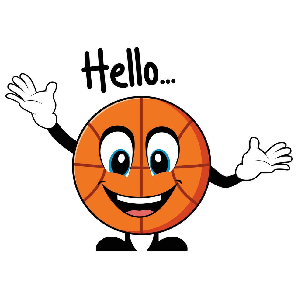 basketball dessin animé personnage en disant Bonjour. mascotte personnage vecteur. vecteur