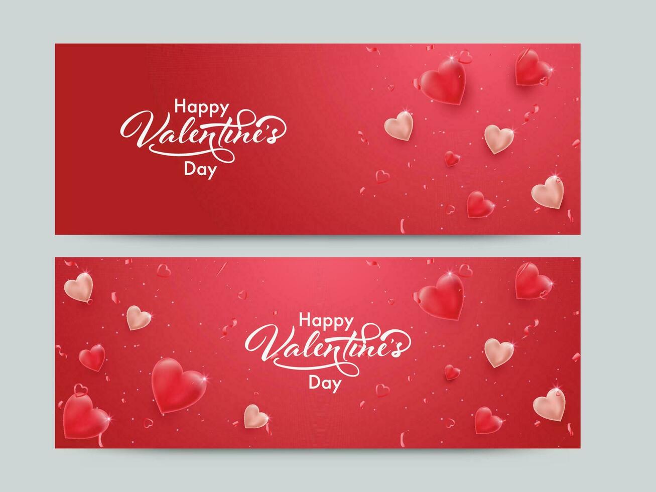 content la Saint-Valentin journée Police de caractère avec brillant cœurs et confettis décoré rouge Contexte dans deux options. vecteur