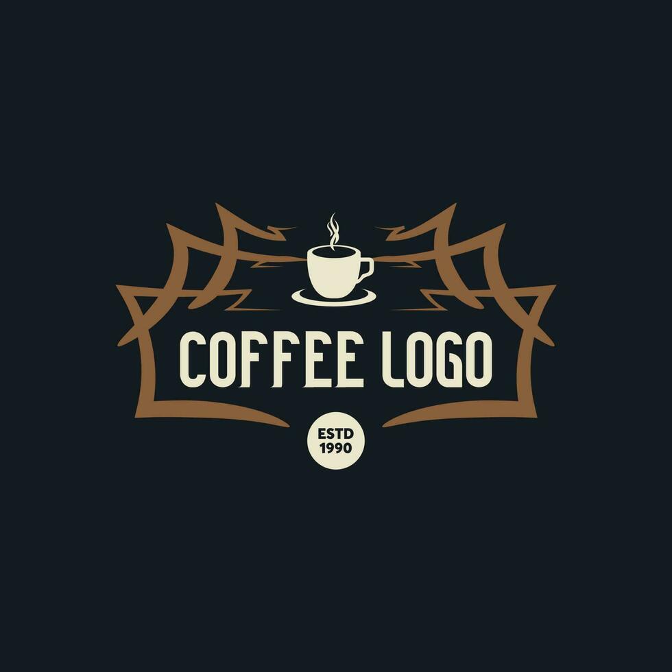 café magasin logo, badge et étiquette conception élément. tasse, haricots, café ancien style objet. rétro vecteur illustration.