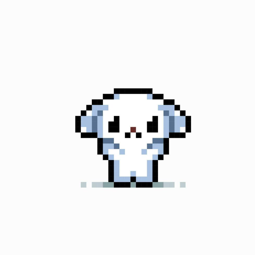 mignonne permanent blanc chiot dans pixel art style vecteur