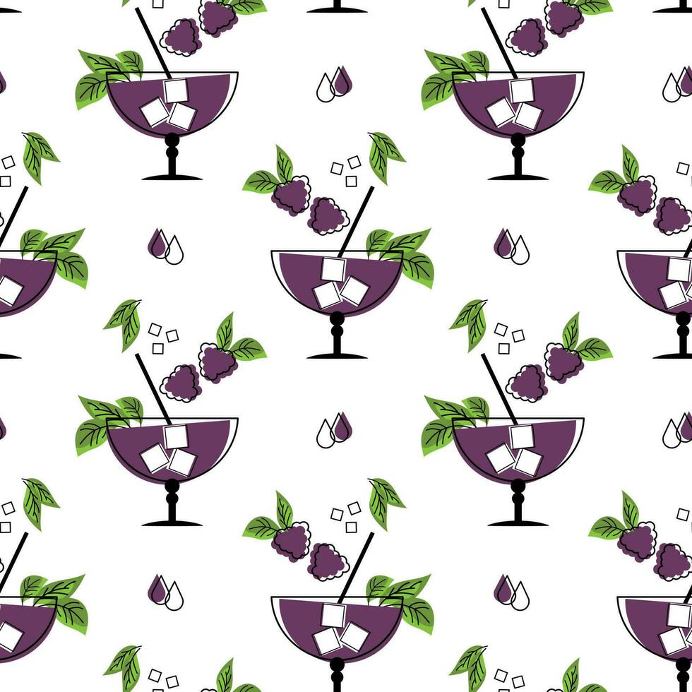 sans couture modèle, fruit des cocktails sur une blanc Contexte. les boissons arrière-plan, textile, emballage, vecteur