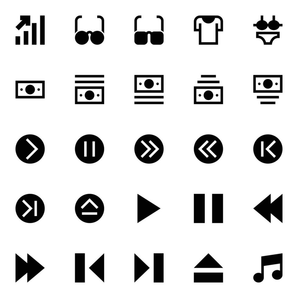 icônes de glyphe pour l'interface utilisateur. vecteur