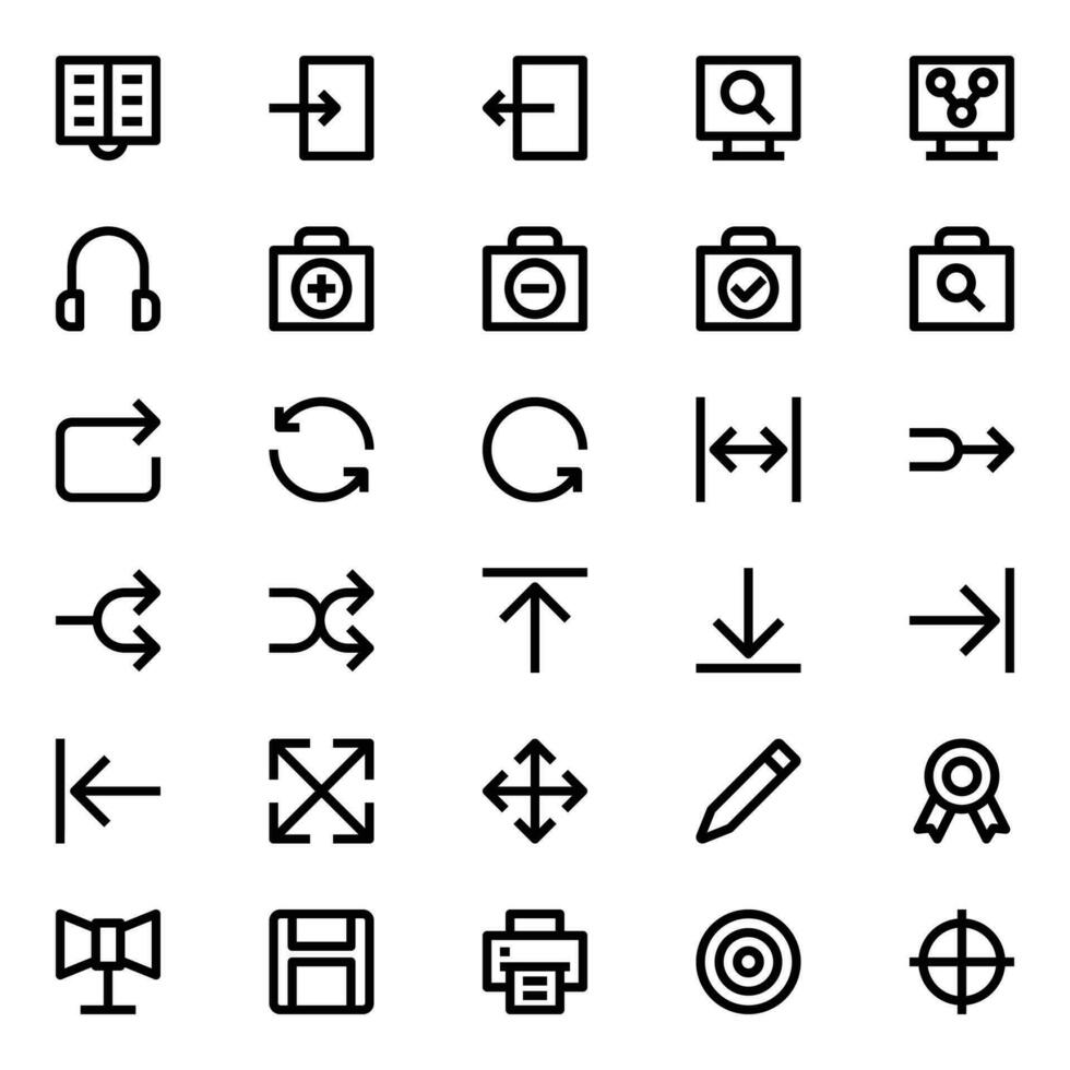 icônes de contour pour l'interface utilisateur. vecteur