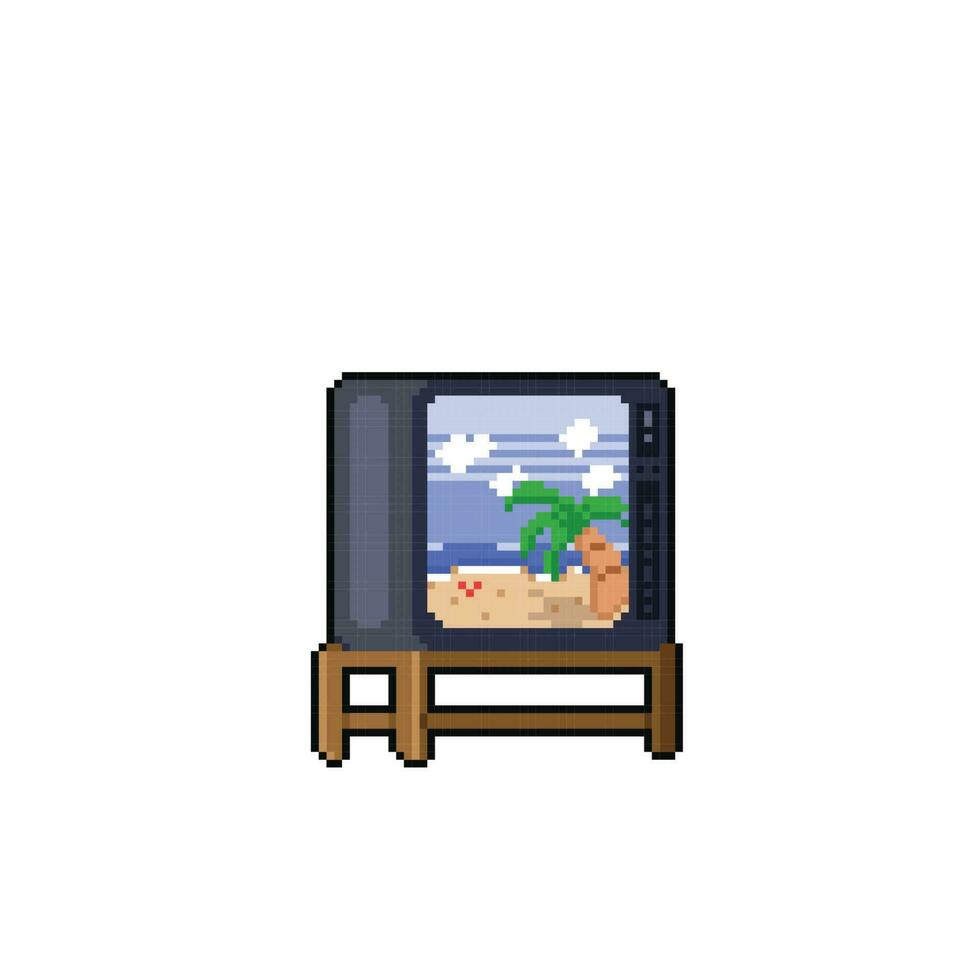 télévision avec vue écran dans pixel art style vecteur