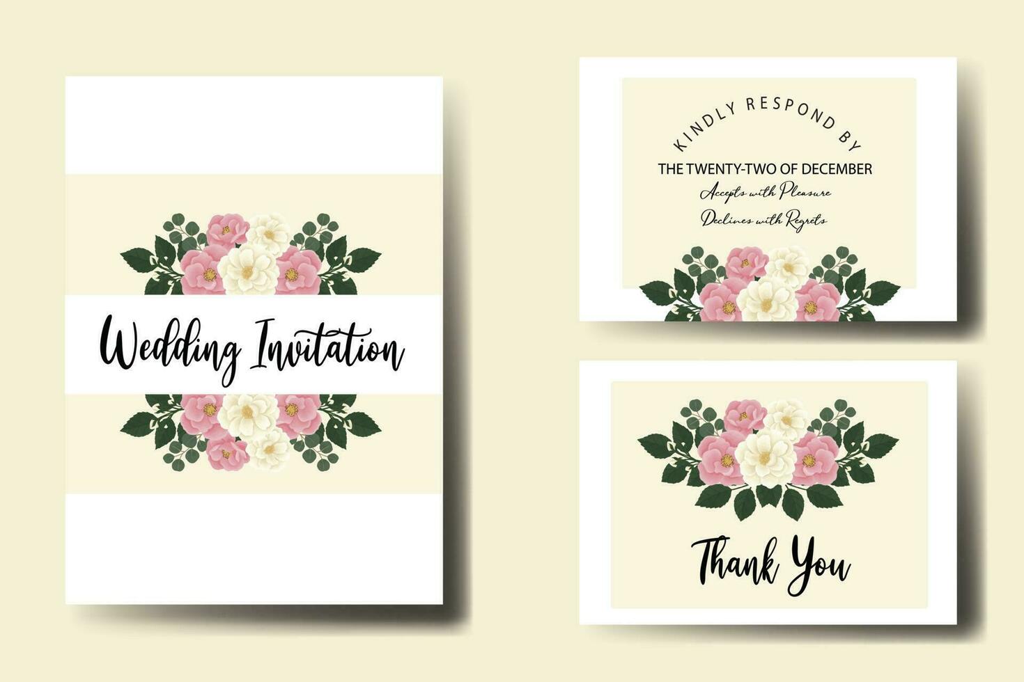 mariage invitation Cadre ensemble, floral aquarelle numérique main tiré mini Rose fleur conception invitation carte modèle vecteur