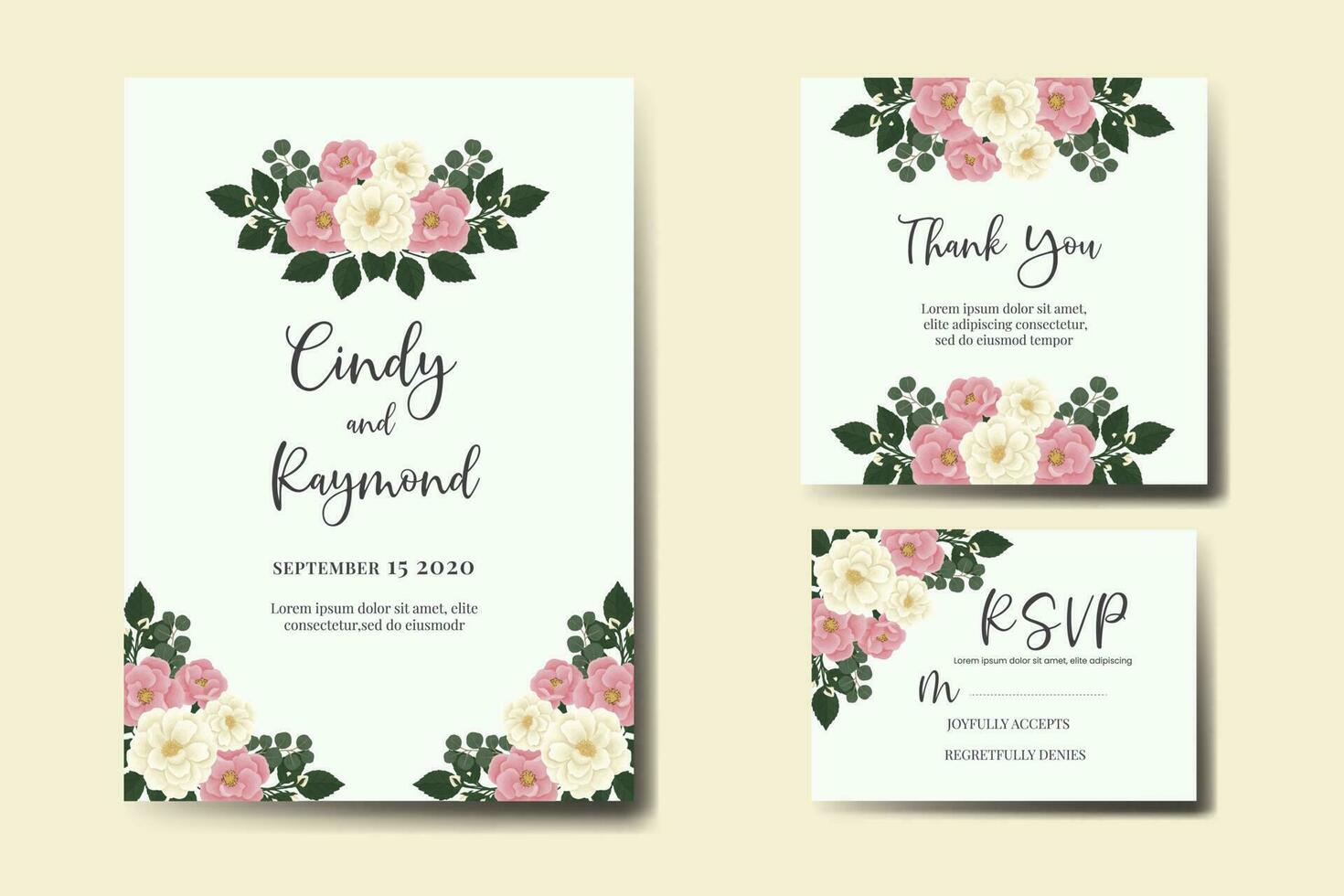 mariage invitation Cadre ensemble, floral aquarelle numérique main tiré mini Rose fleur conception invitation carte modèle vecteur