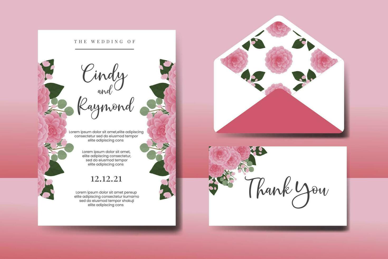 mariage invitation Cadre ensemble, floral aquarelle numérique main tiré rose dahlia fleur conception invitation carte modèle vecteur