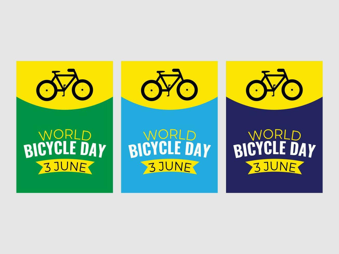 monde vélo journée. juin 3. modèle, bannière, carte, affiche vecteur