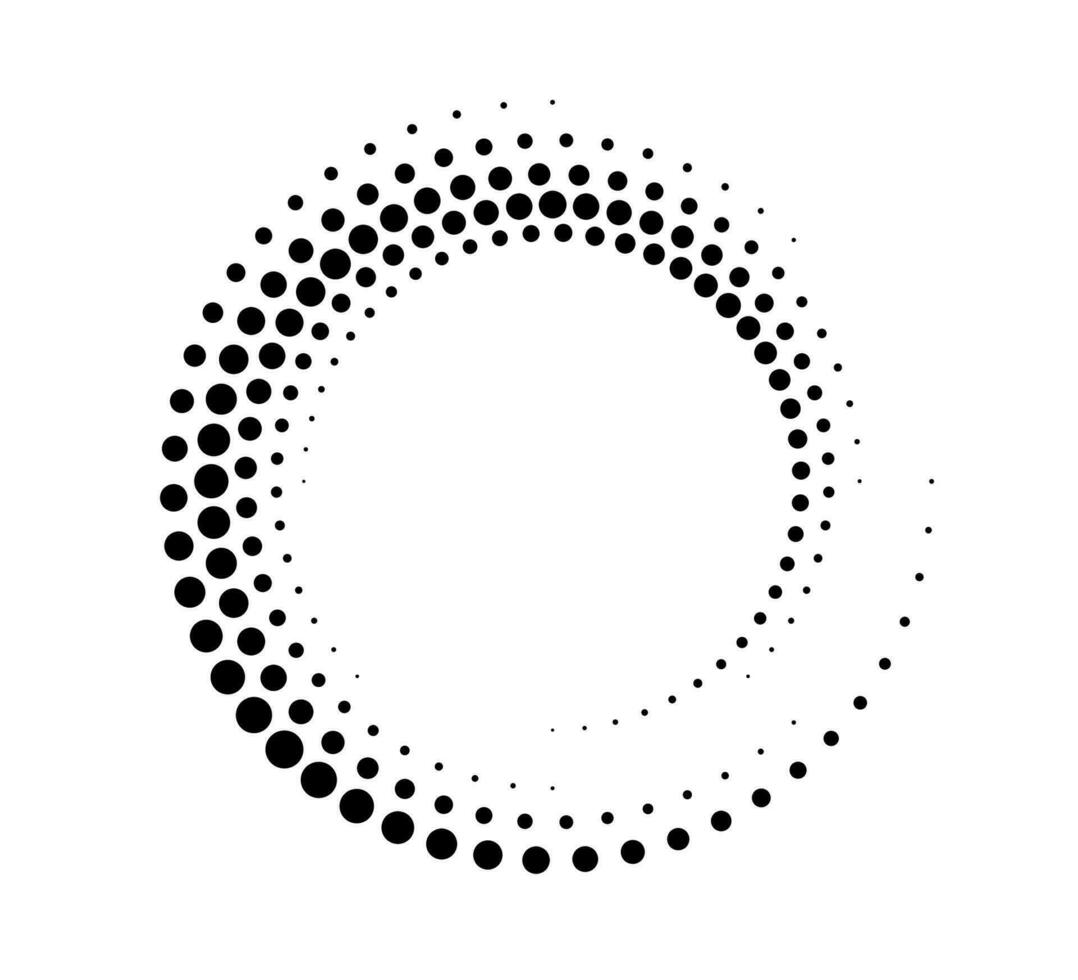 à pois pente cercle. demi-teinte effet circulaire à pois Cadre. le progrès rond chargeur. moitié Ton cercle. vecteur illustration isolé sur le blanc Contexte