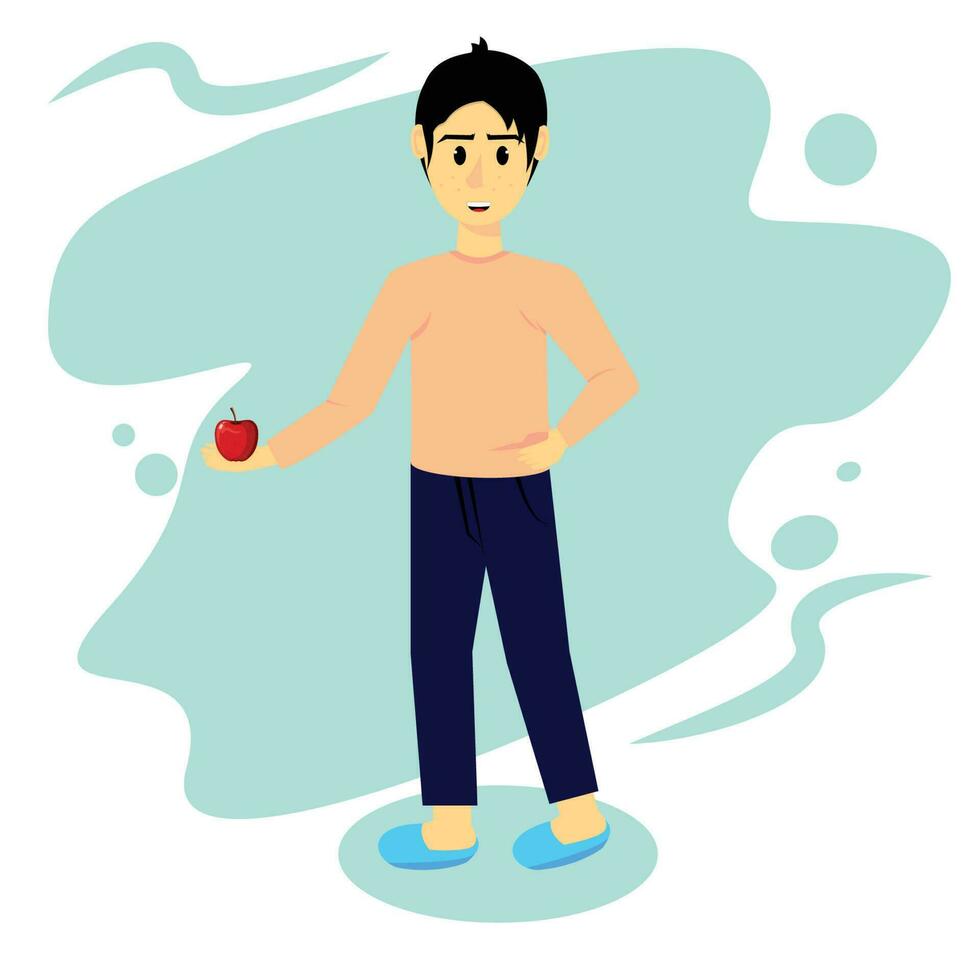 illustration de une homme en portant une rouge Pomme vecteur