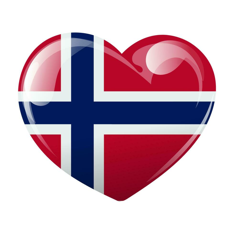 drapeau de Norvège dans le forme de une cœur. cœur avec le drapeau de Norvège. 3d illustration, vecteur