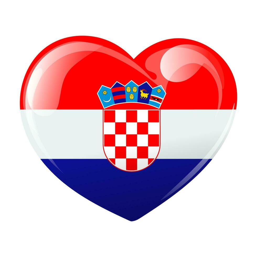 drapeau de Croatie dans le forme de une cœur. cœur avec drapeau de Croatie. 3d illustration, vecteur