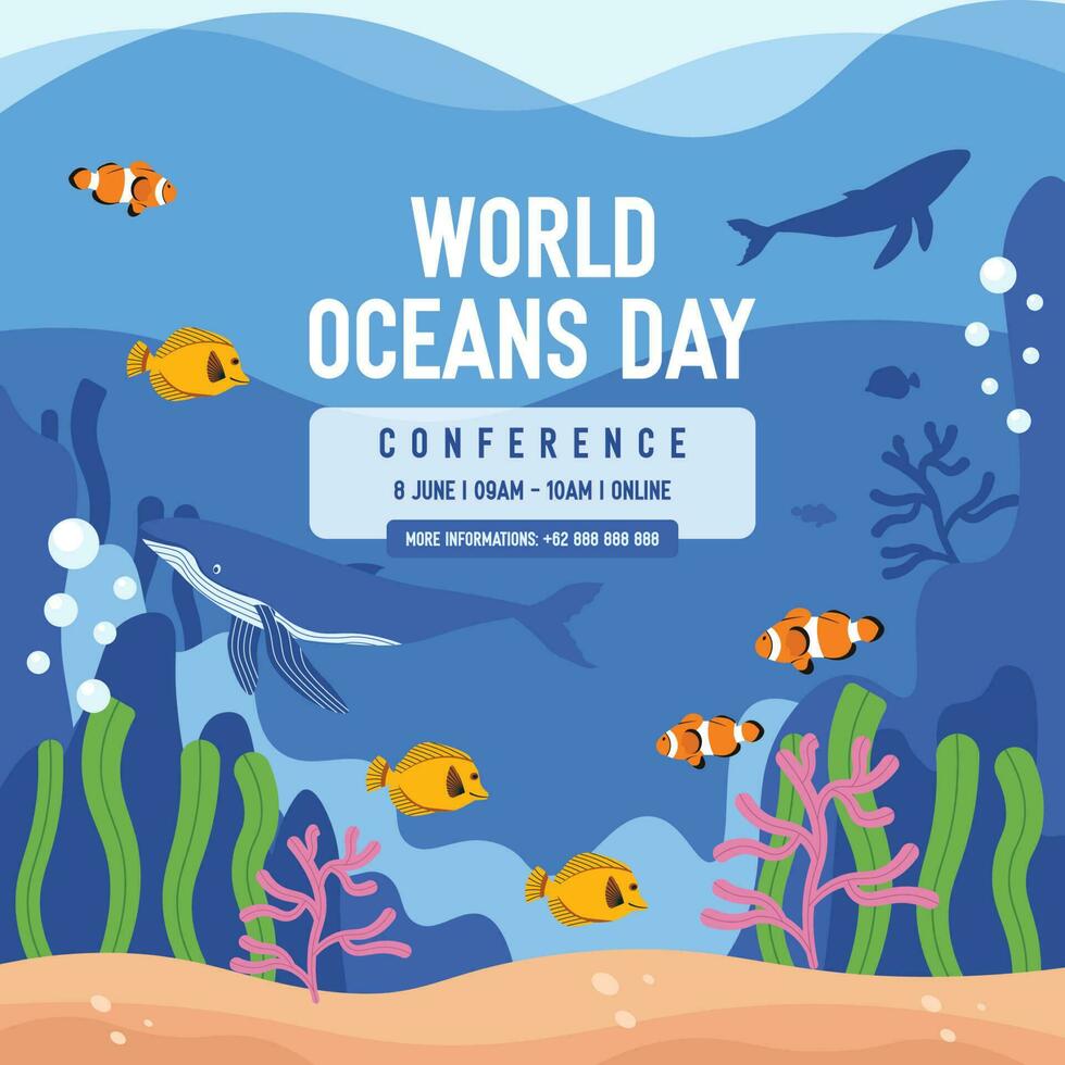 monde océans journée 8 juin social médias conception vecteur