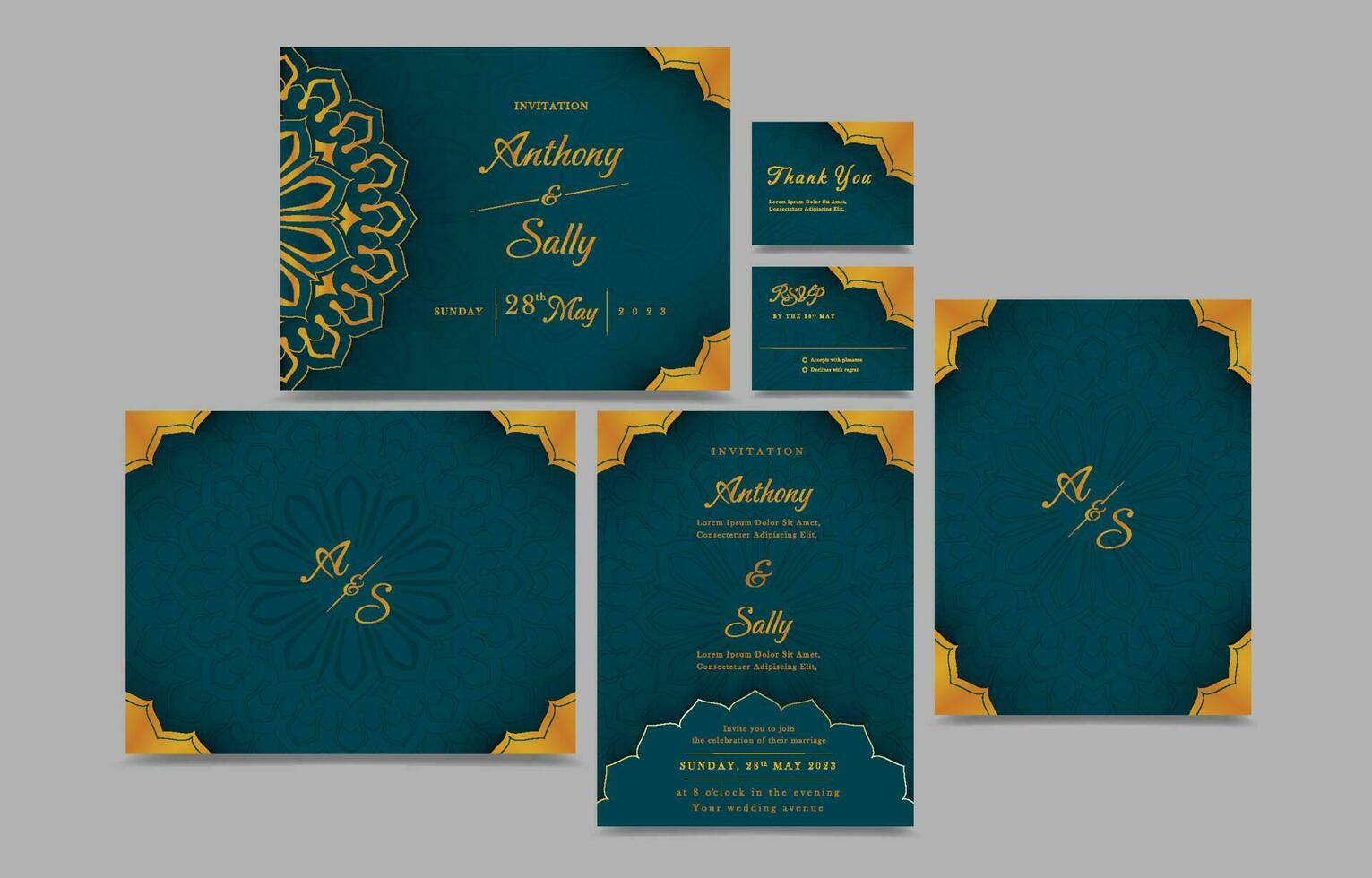 Inde mariage invitation avec mandala vecteur