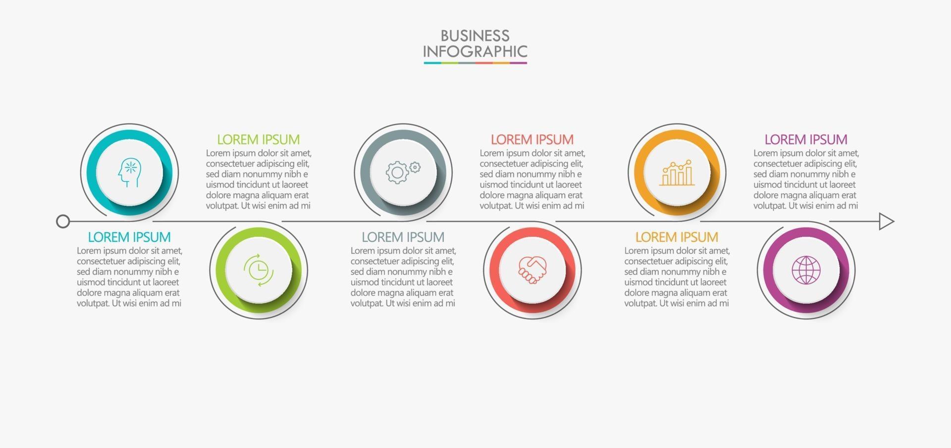 modèle de conception infographique fine ligne avec 6 options vecteur