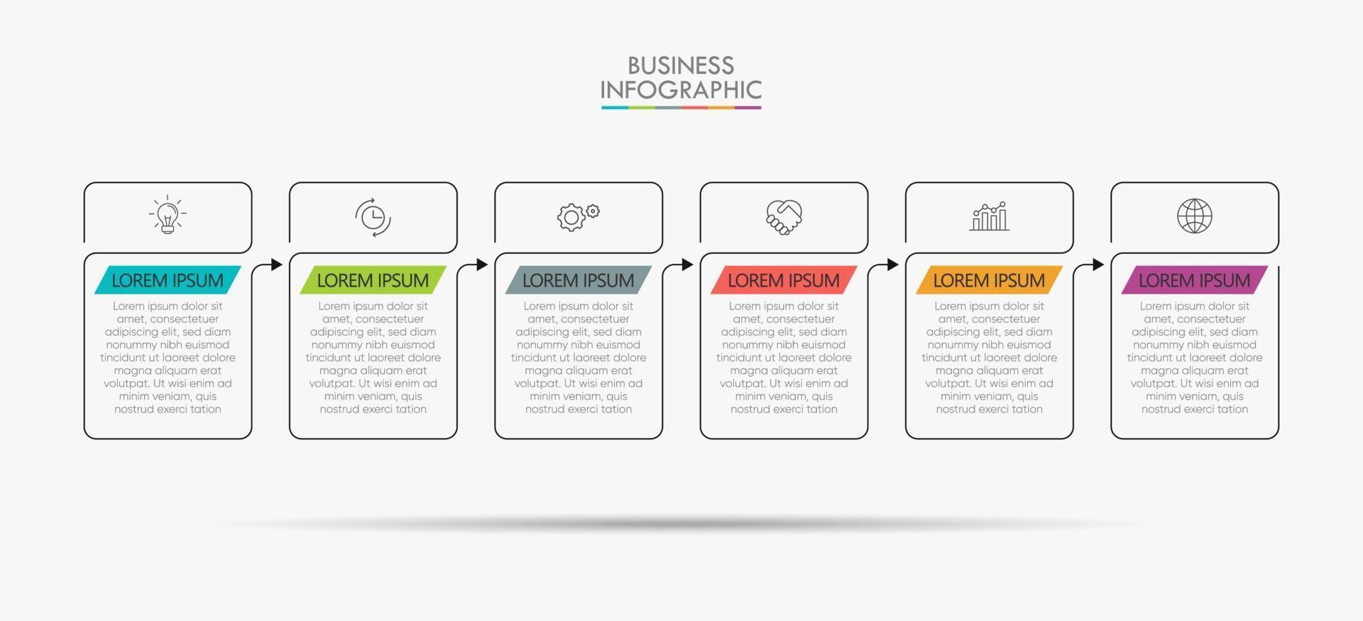 modèle de conception infographique fine ligne avec 6 options vecteur