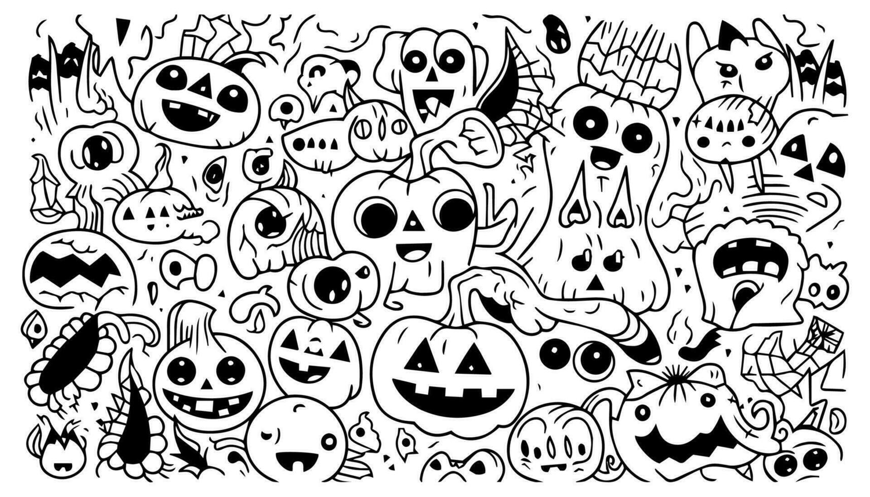 Halloween paysage des gamins coloration page vecteur