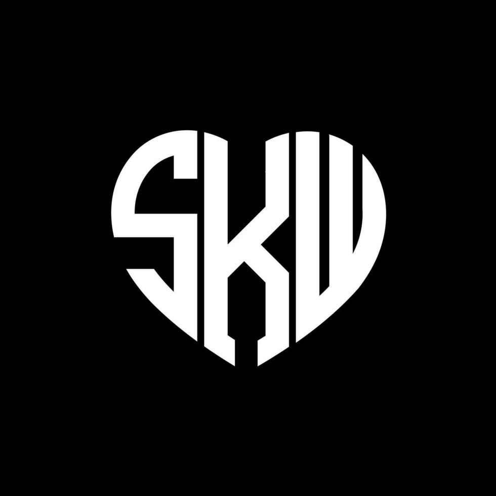 skw Créatif l'amour forme monogramme lettre logo. skw unique moderne plat abstrait vecteur lettre logo conception.