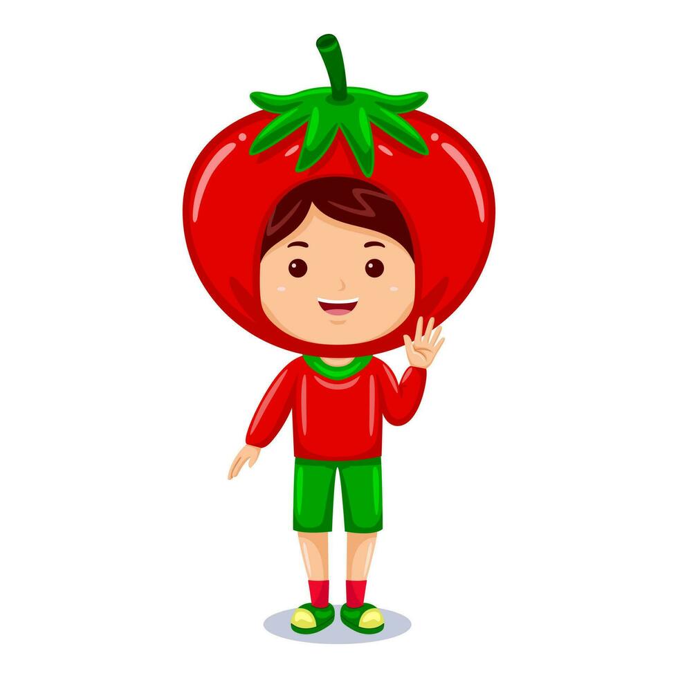 garçon des gamins tomate personnage costume vecteur