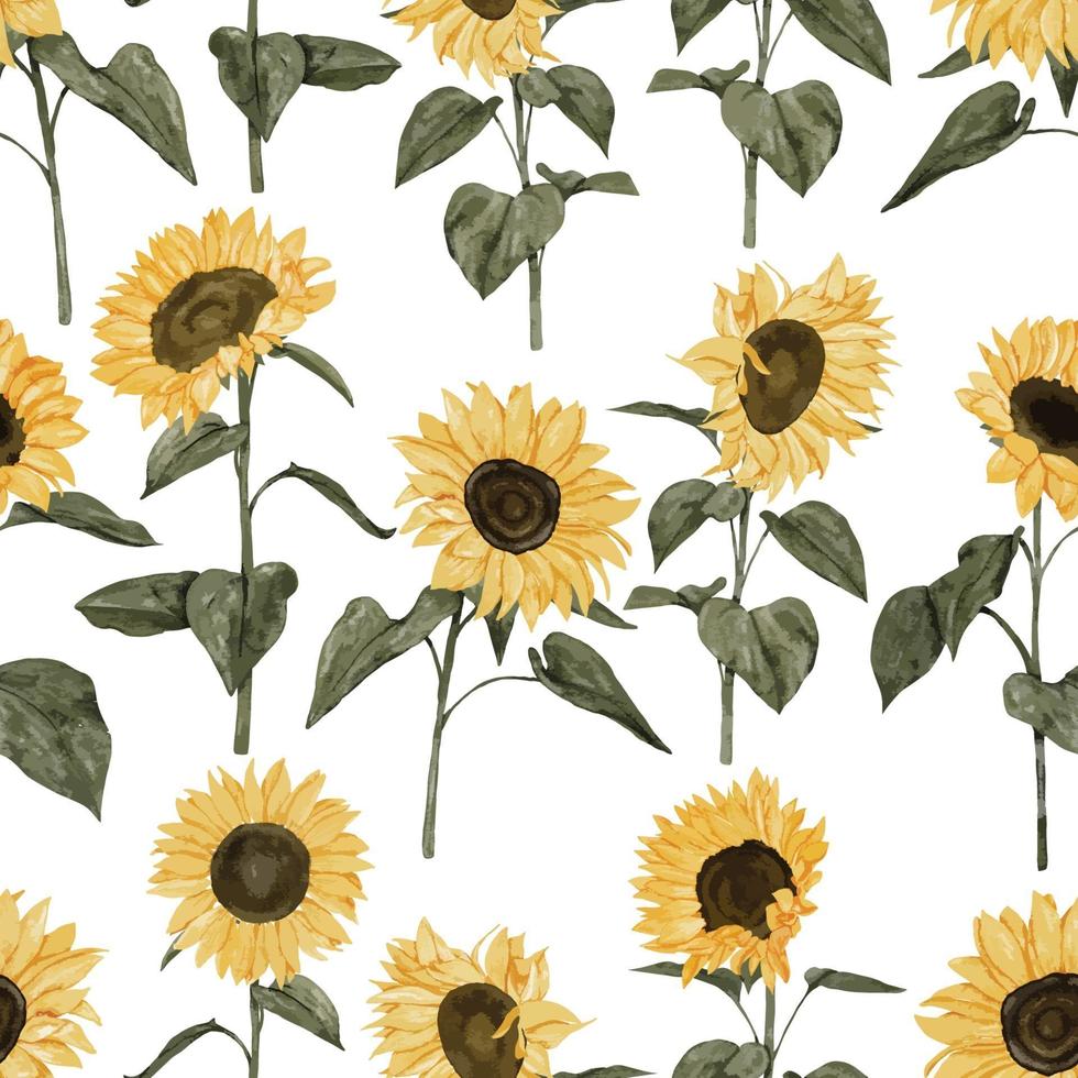 modèle sans couture aquarelle avec plante de tournesol vecteur