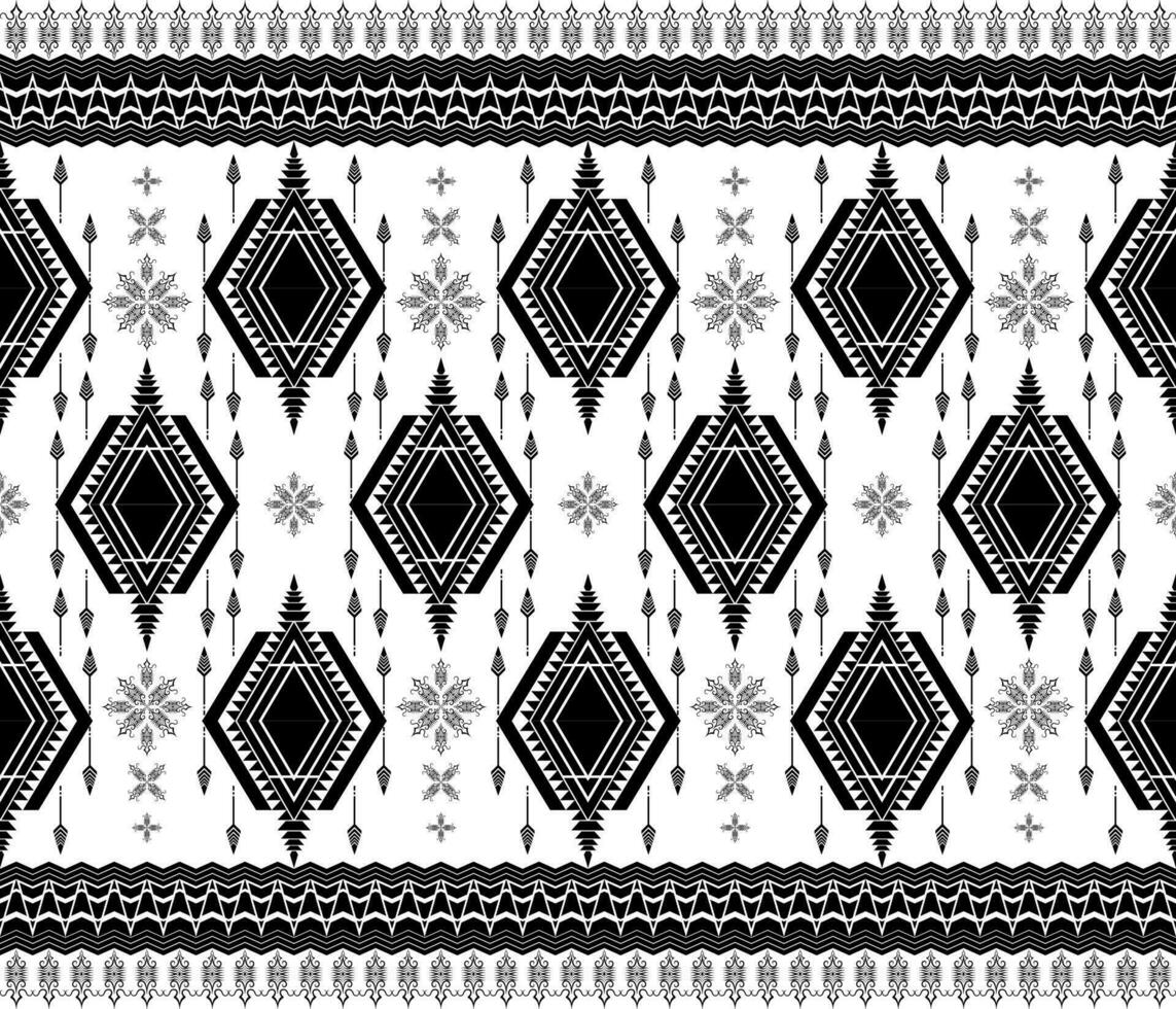 ethnique populaire géométrique sans couture modèle dans noir et blanc dans vecteur illustration conception pour tissu, tapis, tapis, foulard, emballage papier, tuile et plus