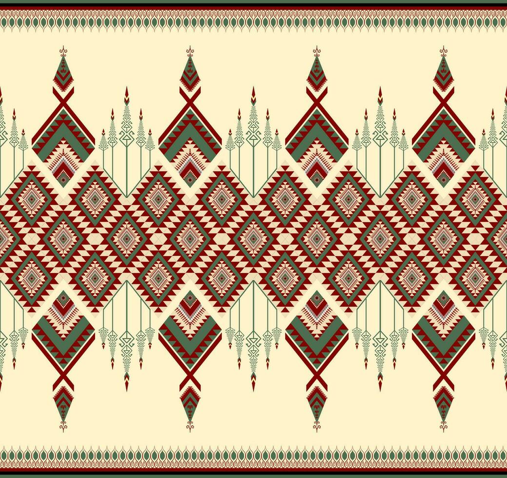 ethnique populaire géométrique sans couture modèle dans doux rouge et vert dans vecteur illustration conception pour tissu, tapis, tapis, foulard, emballage papier, tuile et plus