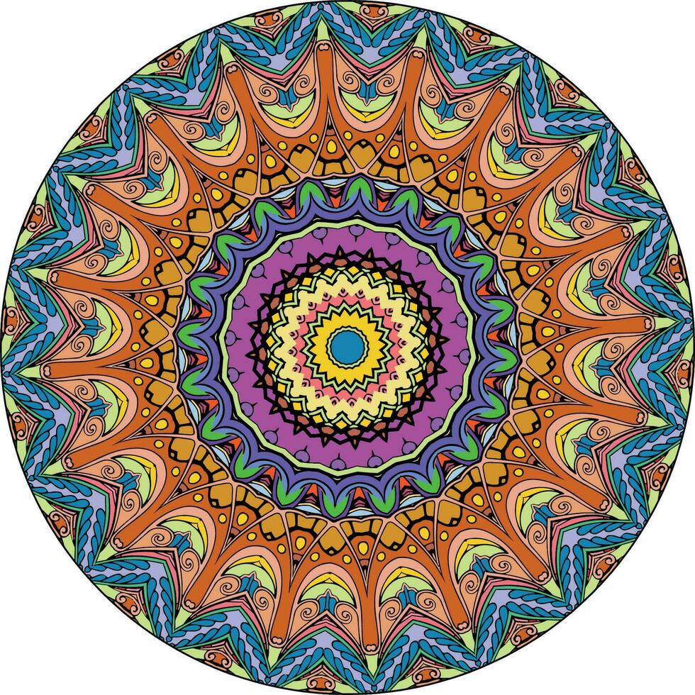 fond de mandala multicolore. page de livre de coloriage. forme de fleur inhabituelle. Oriental. modèles de thérapie anti-stress. éléments de conception de tissage vecteur