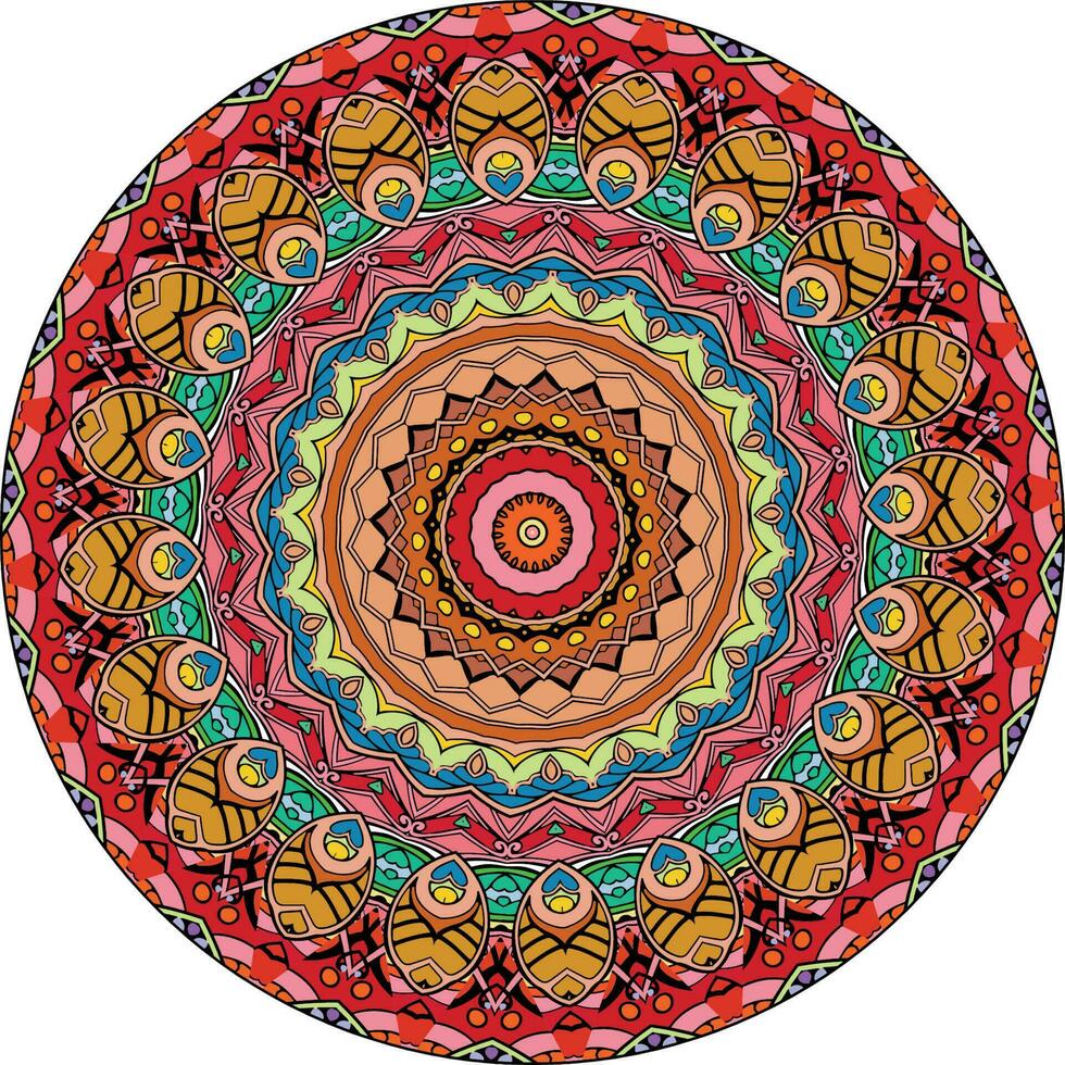 fond de mandala multicolore. page de livre de coloriage. forme de fleur inhabituelle. Oriental. modèles de thérapie anti-stress. éléments de conception de tissage vecteur