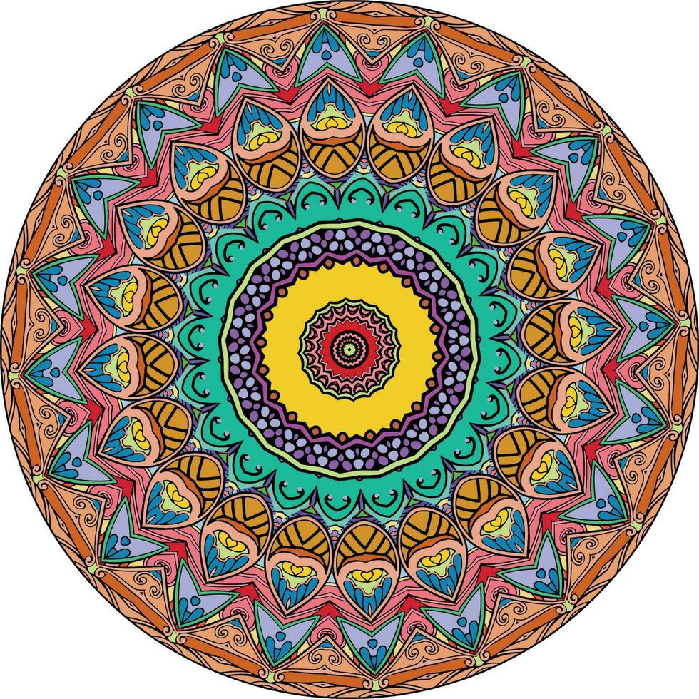 multicolore mandala Contexte. coloration livre page. vecteur